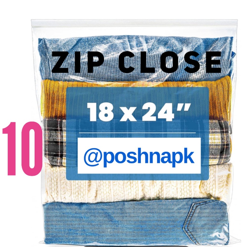 10 XLarge Clear Zip Poly Bags 18 x 24 inch
